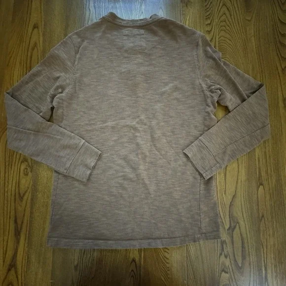 Prana Rust Brown Long Sleeve Cotton Blend Henley Shirt Men's Size M - Picture 3 of 5